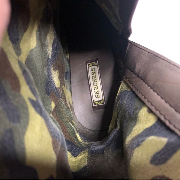 Skechers Leather Upper Chunky Lug Sole Mid Calf Brown Boot Size 10 - Picture 4 of 13